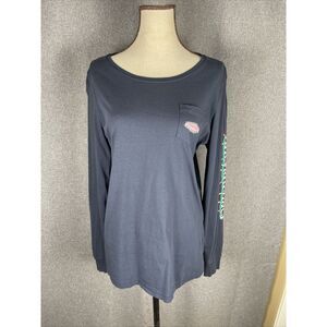 Vineyard Vines Woman's  Small Blue  Long Sleeve Logo Christmas 480